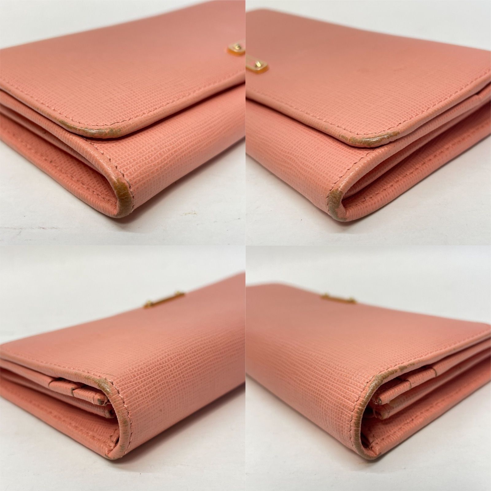 3044 FENDI フェンディ 長財布 ピンク レザー フラップ - メルカリ