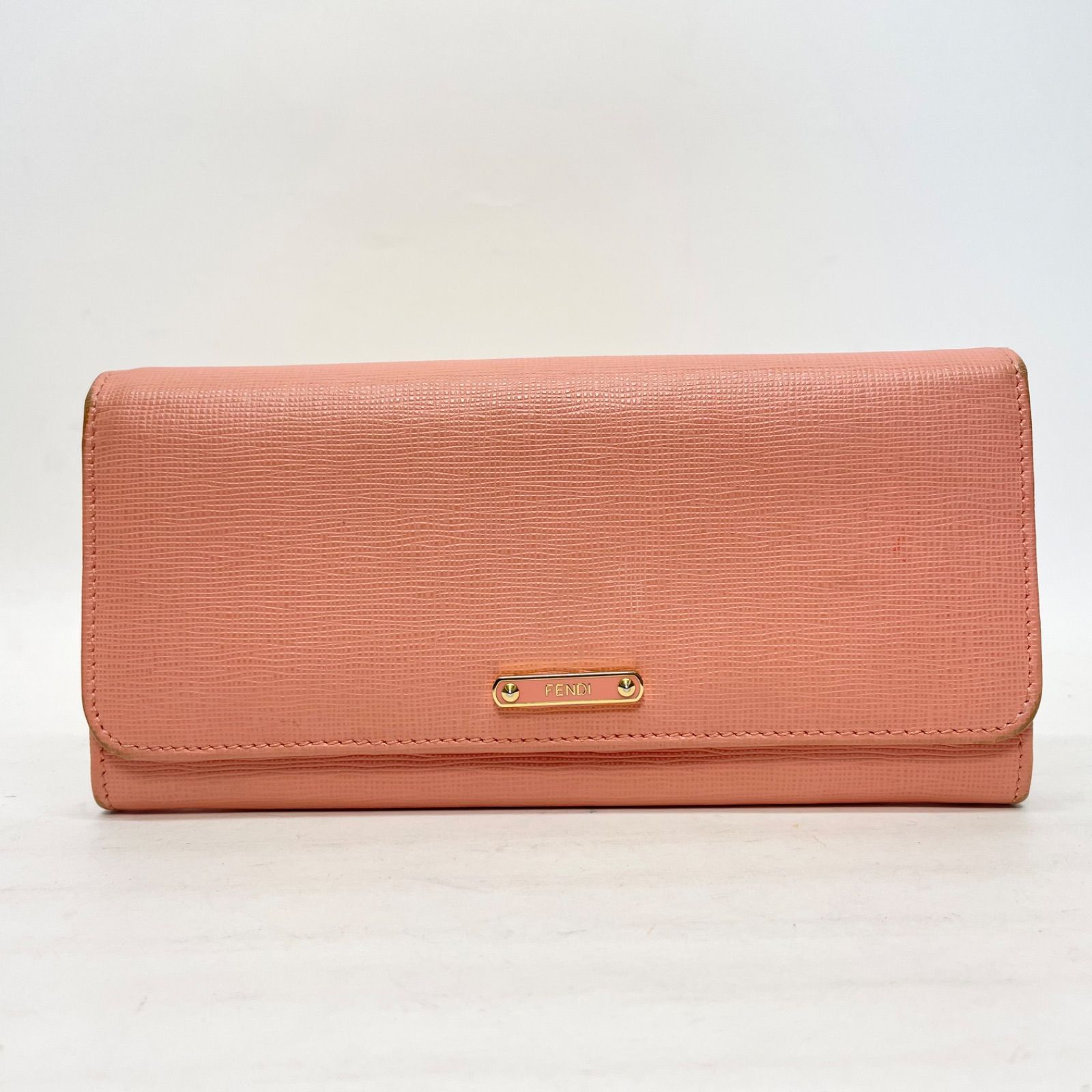 3044 FENDI フェンディ 長財布 ピンク レザー フラップ - メルカリ