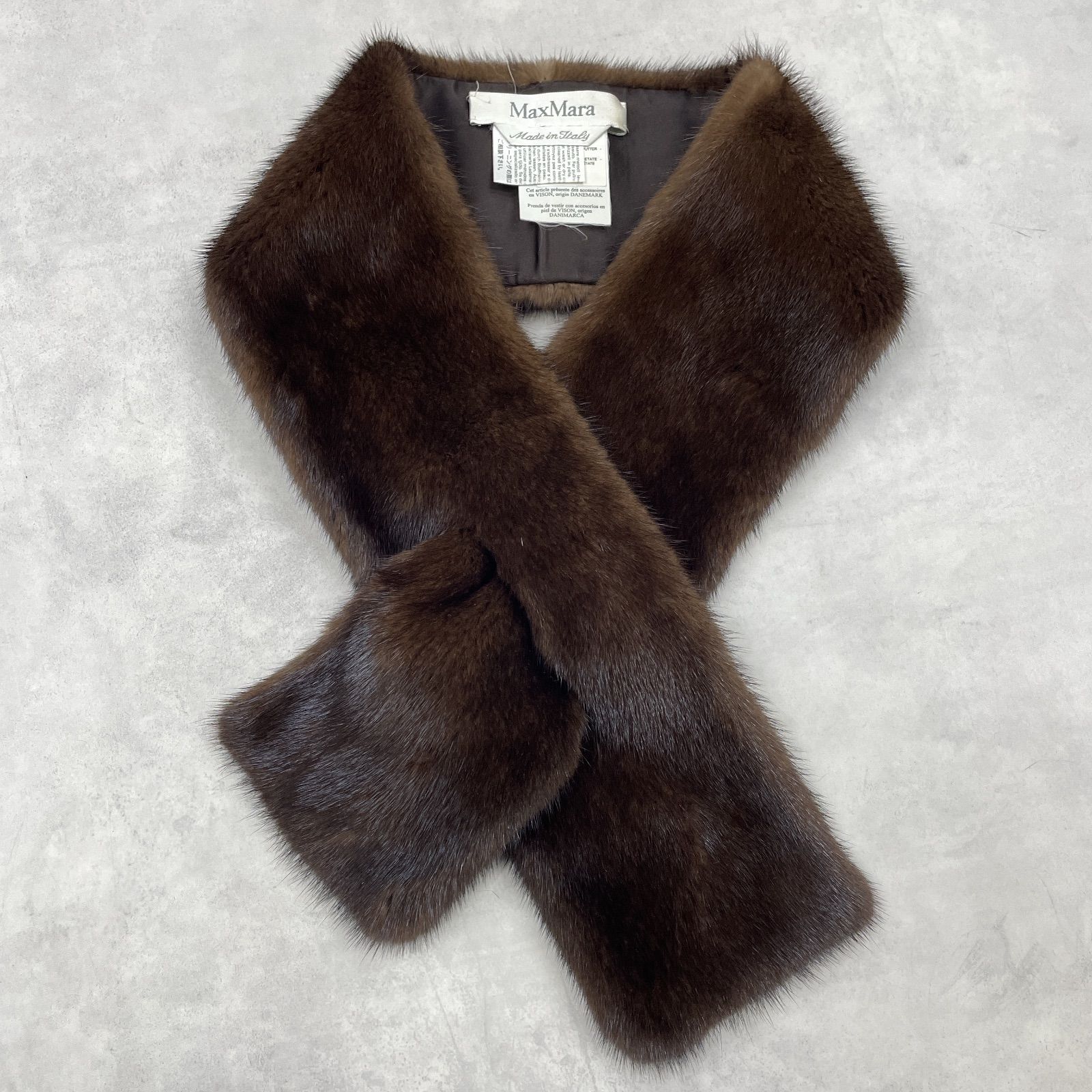 MaxMara マックスマーラ ミンクファー 毛皮 ミンク マフラー ストール ティペット ブラウン イタリア製 レディース