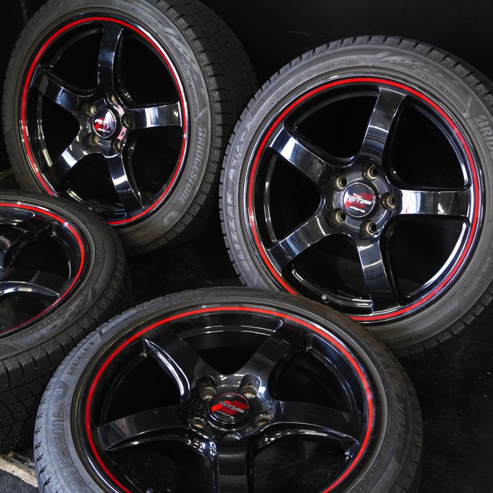 22年製 バリ山 ブリヂストン BLIZZAK VRX 3 RMP RACING 245 40 R 18 8 5 J 45 120 H M 14 4本 スタッドレス シビックタイプR