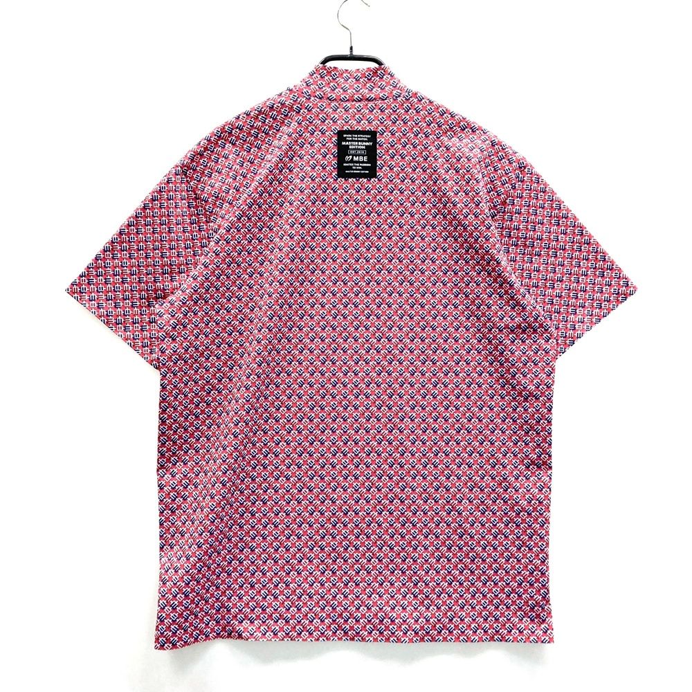 サイズ 7 MASTER BUNNY EDITION マスターバニーエディション 2025年モデル ハイネック 半袖Tシャツ 総柄 レッド系 ゴルフウェア メンズ ストスト