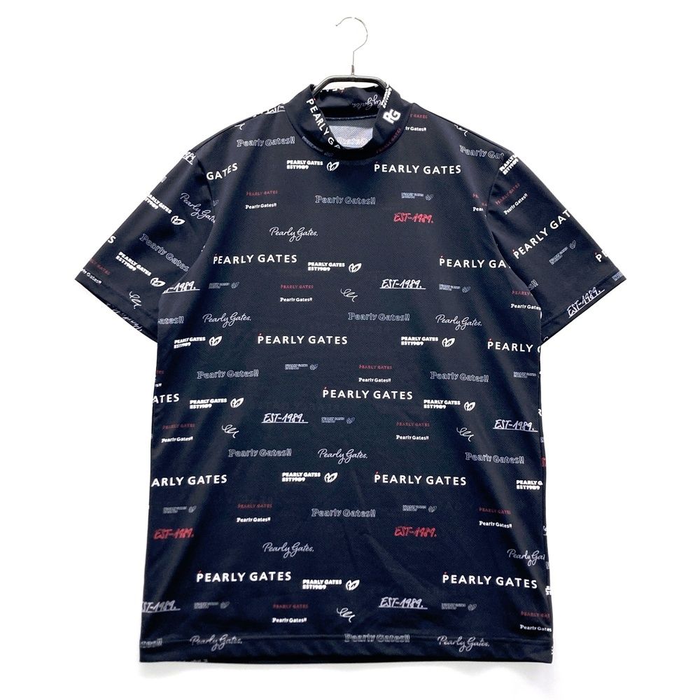 サイズ 5 PEARLY GATES パーリーゲイツ 2025年 半袖ハイネックTシャツ ブラック系 ゴルフウェア メンズ ストスト