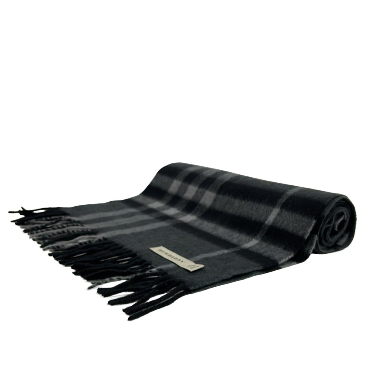 BURBERRY バーバリー マフラー グレー 黒 チェック柄 カシミヤ