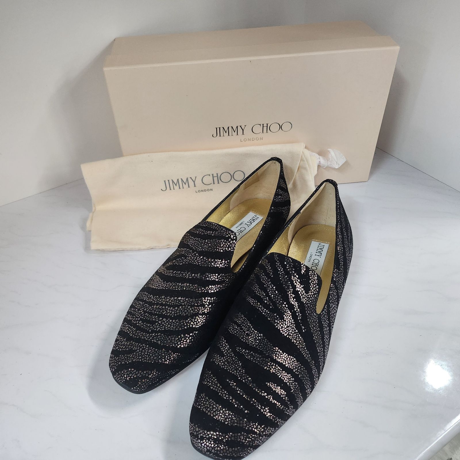 JIMMY CHOO ジミーチュウ ゼブラグリッター フラットシューズ サイズ