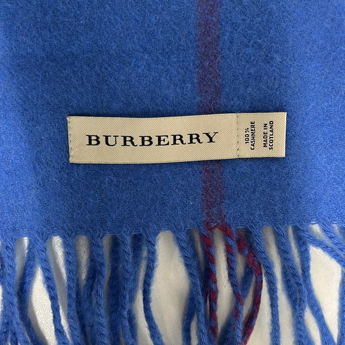 BURBERRY バーバリー マフラー - ライトブルー×黒×マルチ チェック柄 カシミヤ