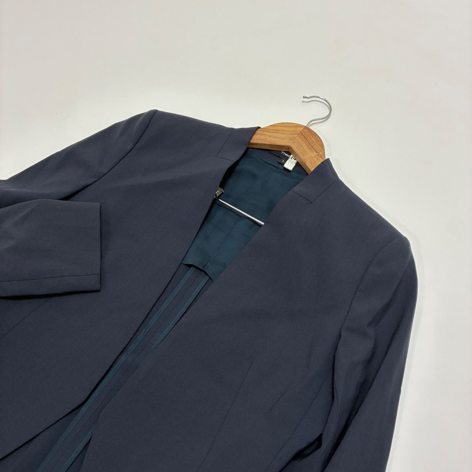 Theory セオリー☆ノーカラージャケット 配送 0 ネイビー TAILOR/LANAI