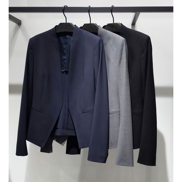 Theory セオリー☆ノーカラージャケット 0 ネイビー TAILOR/LANAI