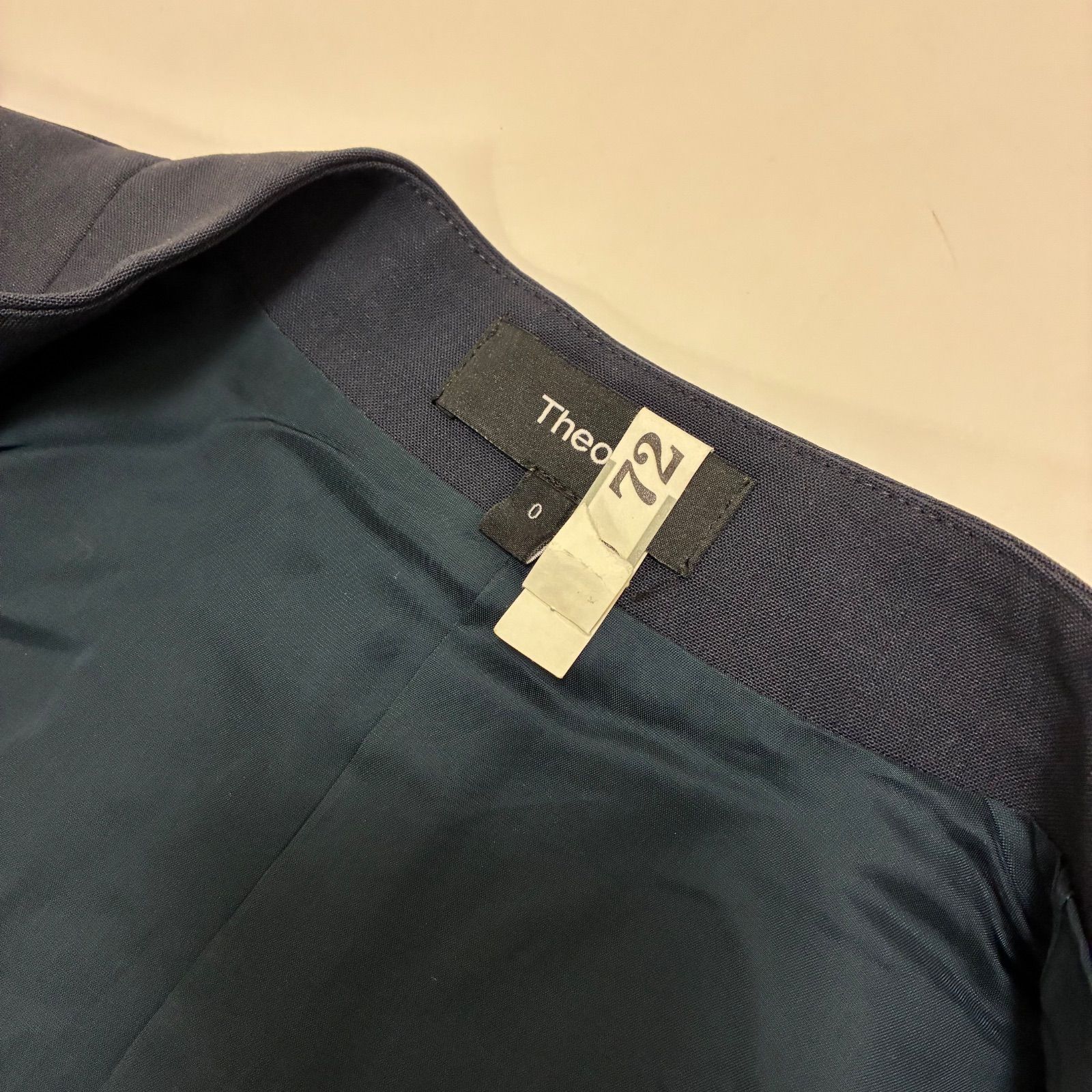 Theory セオリー☆ノーカラージャケット 配送 0 ネイビー TAILOR/LANAI