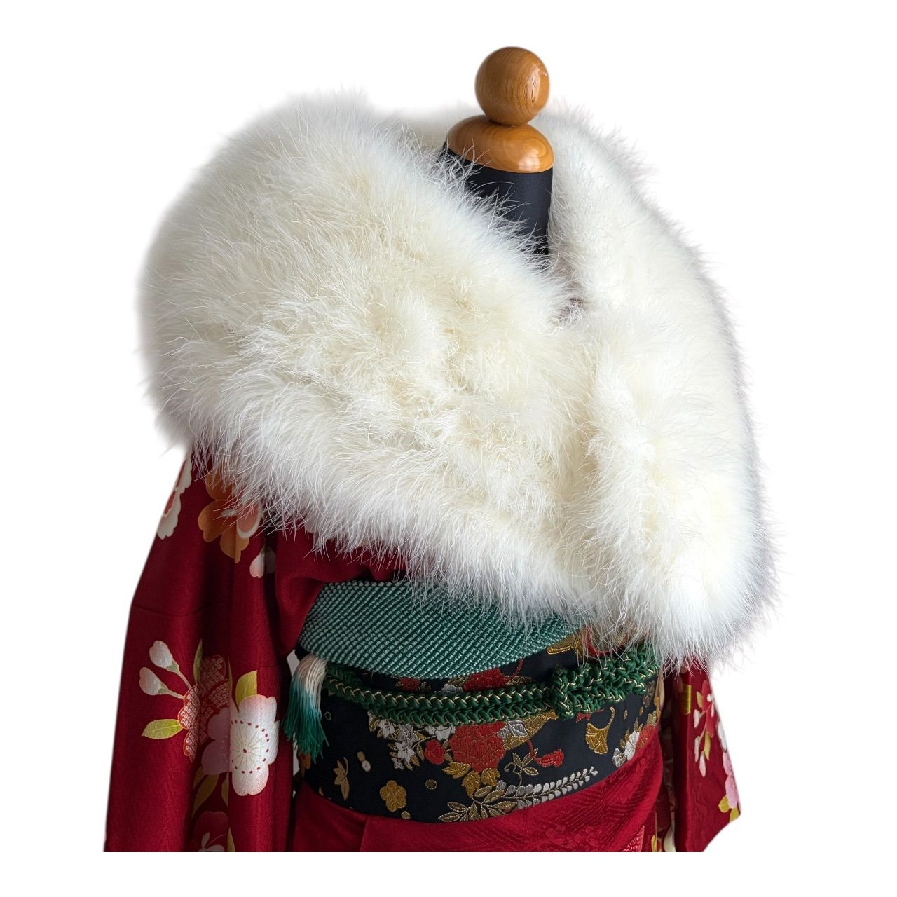 成人式用 フェザーストール 片面 羽毛 ショール