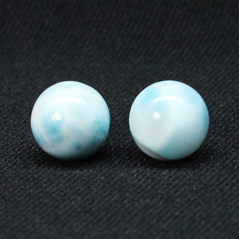 2珠セット ラリマー魅力11 mm ブルー ペクトライト GHTU 32 4 g 粒売り ハンドメイド 交換用ゴム付＆巾着 愛 平和 安らぎ カリブ海の宝石 ご褒美 お揃い ギフト 京海堂 天然石の卸 京の蔵