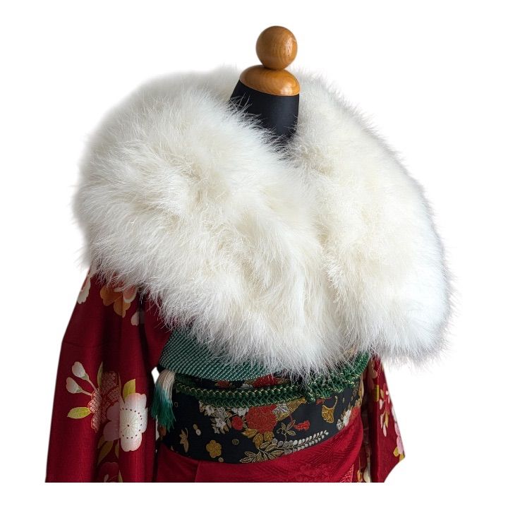 成人式用 フェザーストール 両面 羽毛 ショール