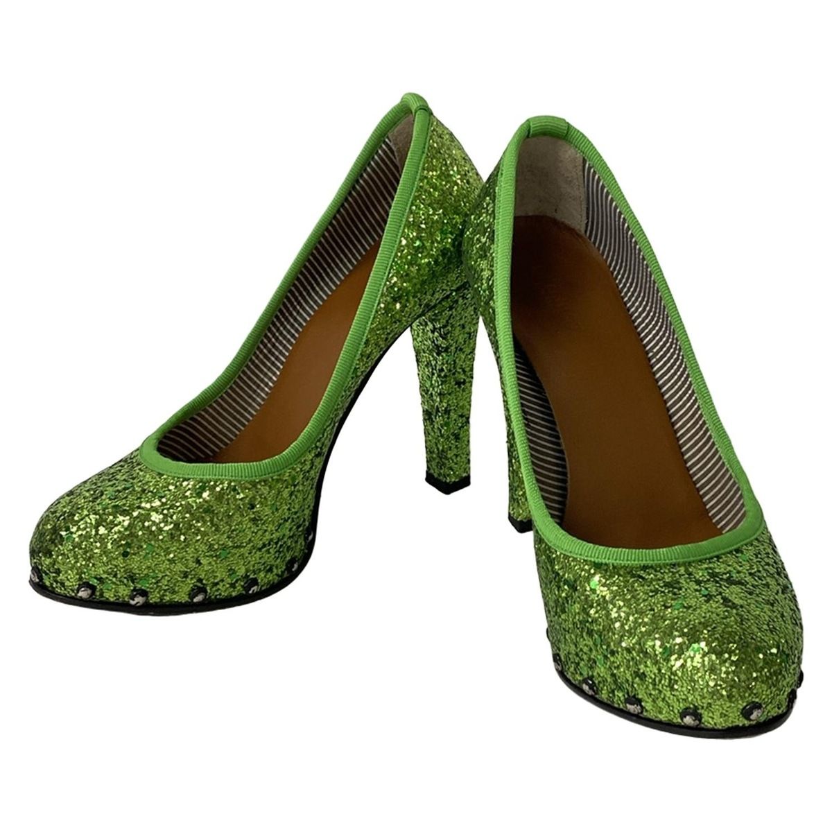 RUCO LINE ルコライン パンプス 37 レディース - イエローグリーン スタッズ PROJECT