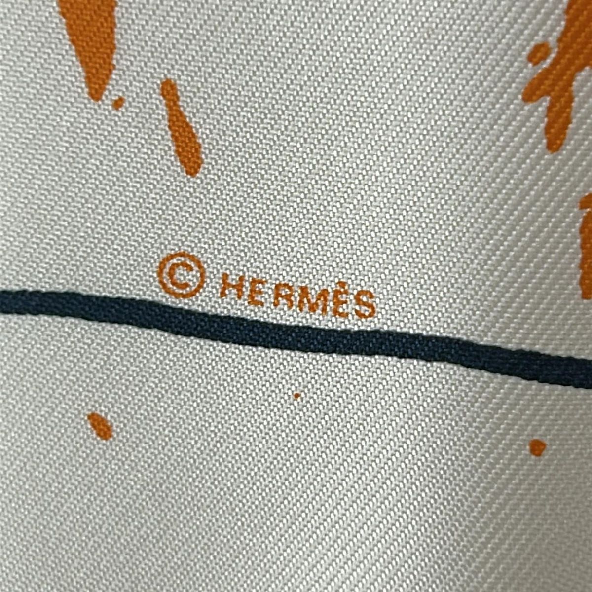 HERMES エルメス スカーフ プチカレ アイボリー オレンジ Cheval Surprise