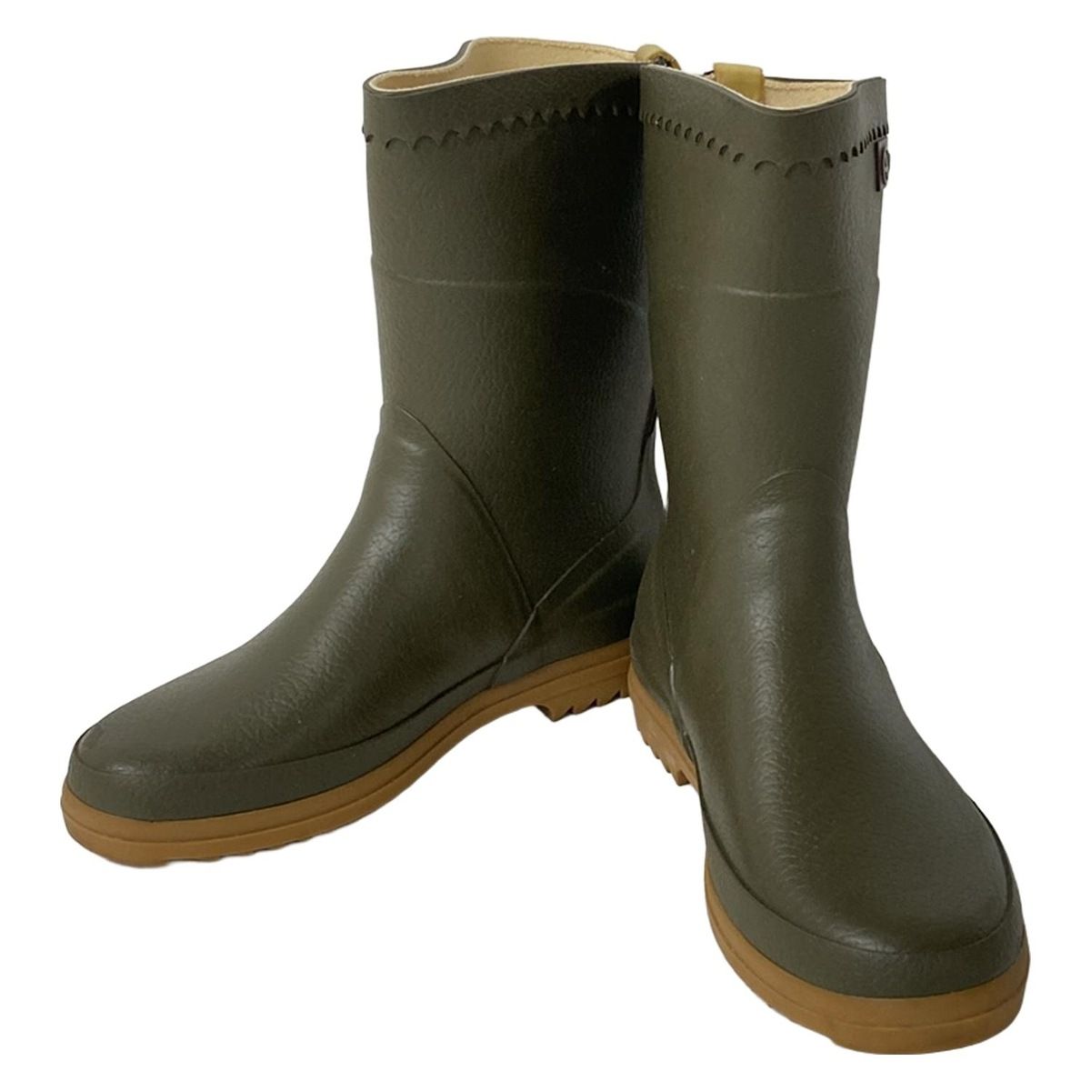 AIGLE エーグル レインブーツ 38 レディース - カーキ インソール取外し可