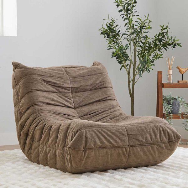 ゆったり包み込まれるローソファ ブラウン 1人掛 オットマンセット