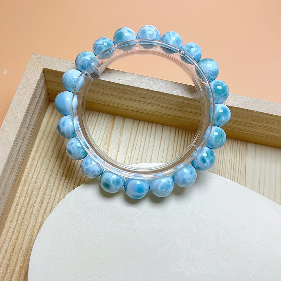 天然 ドミニカ共和国産のラリマー パワーストーン ブレスレット 天然石 開運 金運 10 6 mm ZB 9839