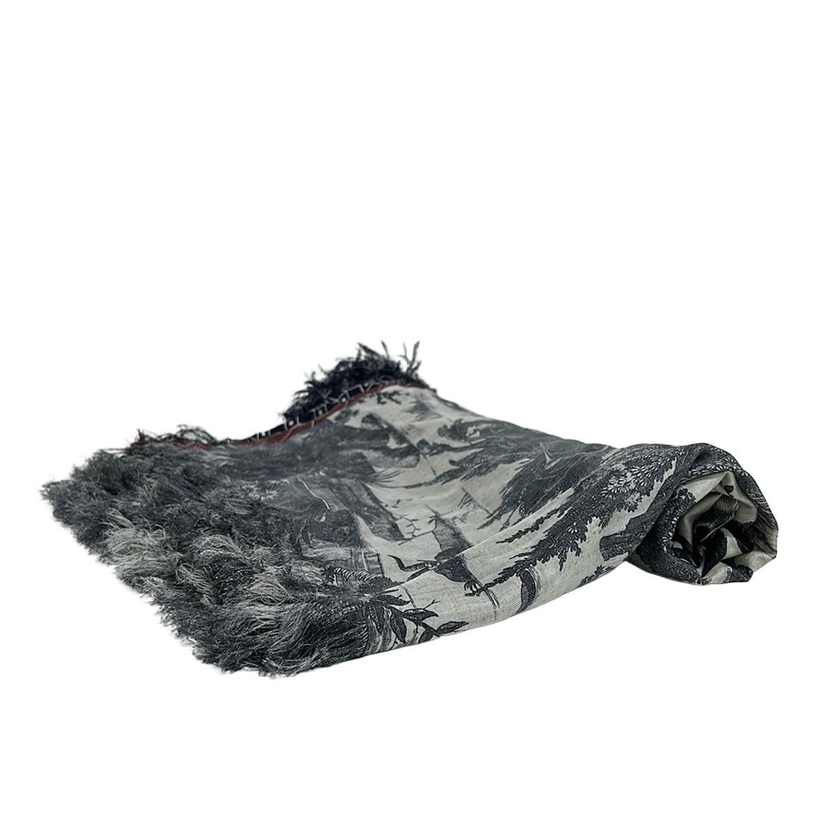 PierreLouisMascia ピエールルイマシア ストール ショール アイボリー ダークグレー マルチ シルク