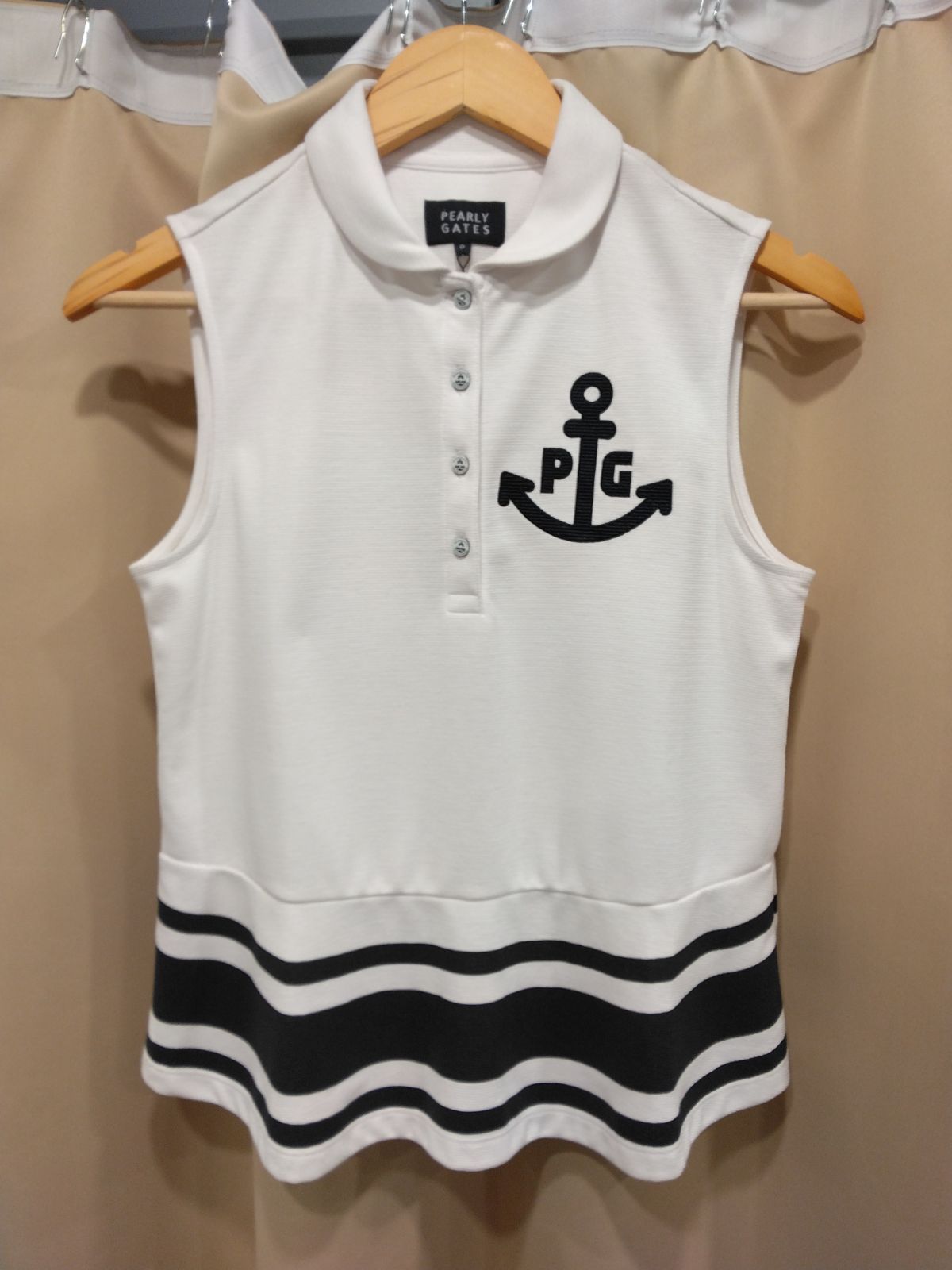 ♥ PEARLY GATES パーリーゲイツ ゴルフ 2021年 ノースリーブ ポロシャツ 055-1160526 0 ホワイト×ネイビー