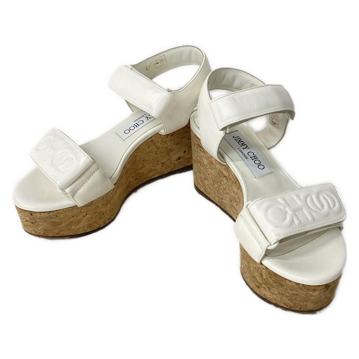 JIMMY CHOO(ジミーチュウ) サンダル 34 レディース美品 - 白 ウェッジ