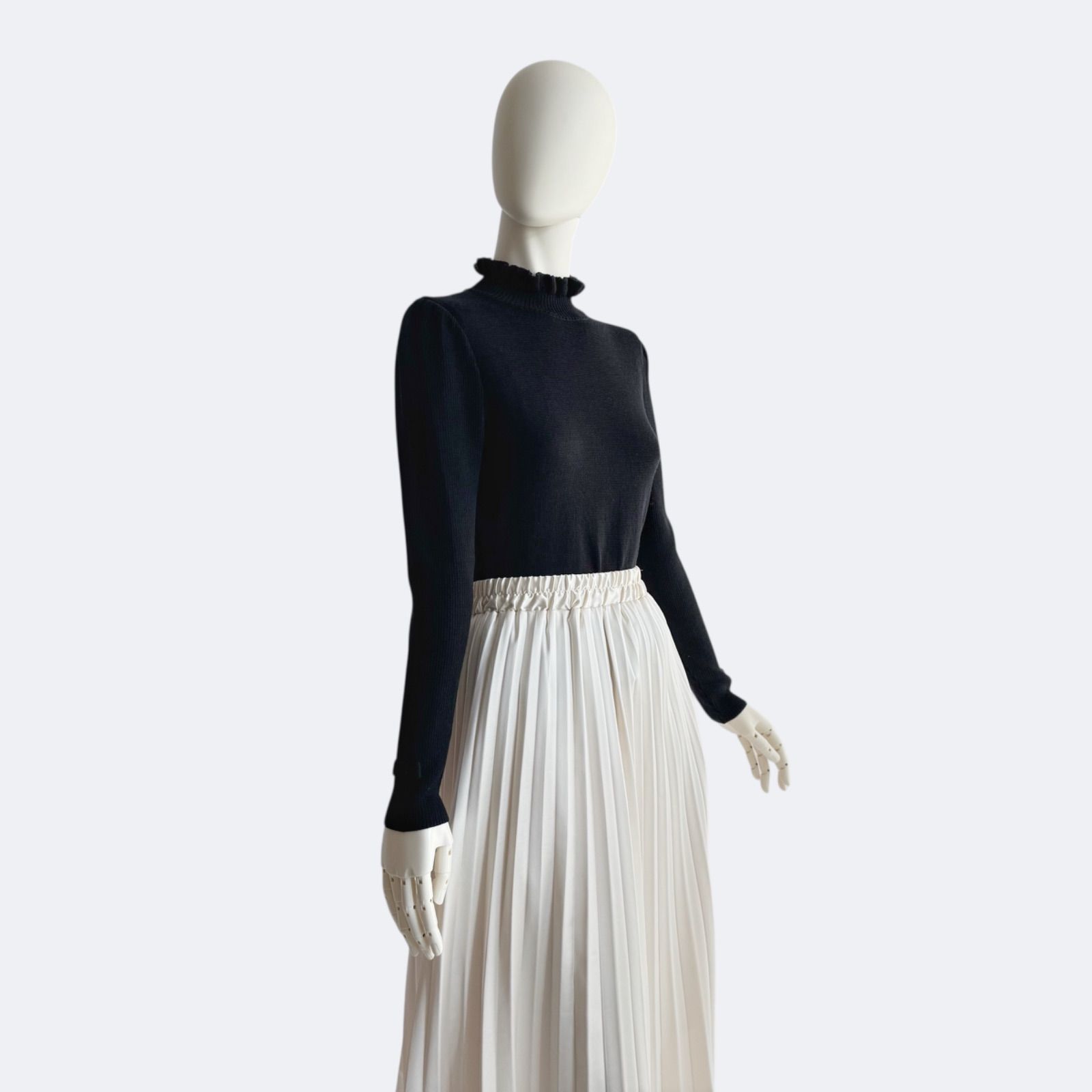 M'S GRACY＊フリルハイネックニット ブラック 上品 ウール ベスト M'S