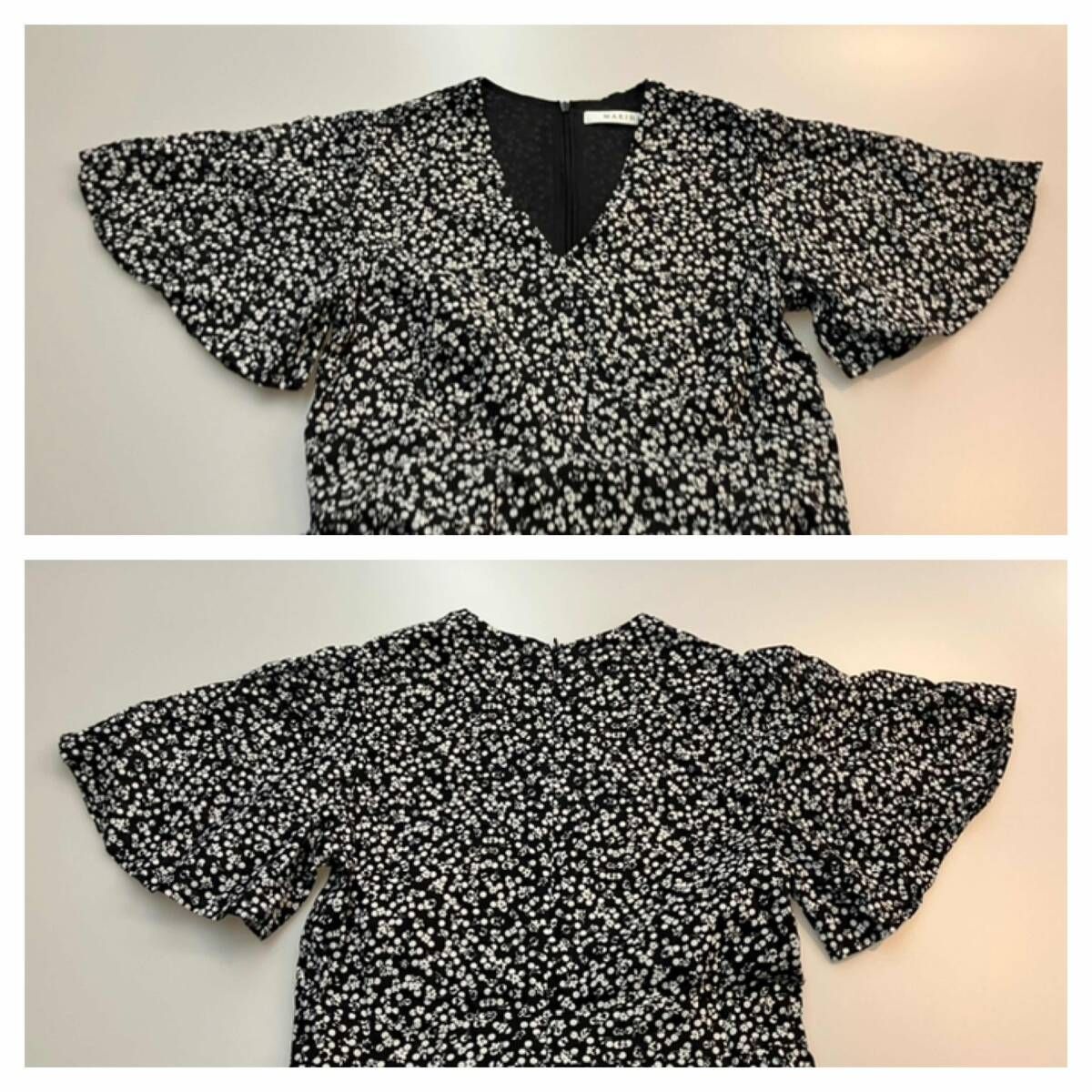 ☆ MARIHA マリハ 半袖ワンピース 花柄 サイズ38 ブラック×ホワイト 夏