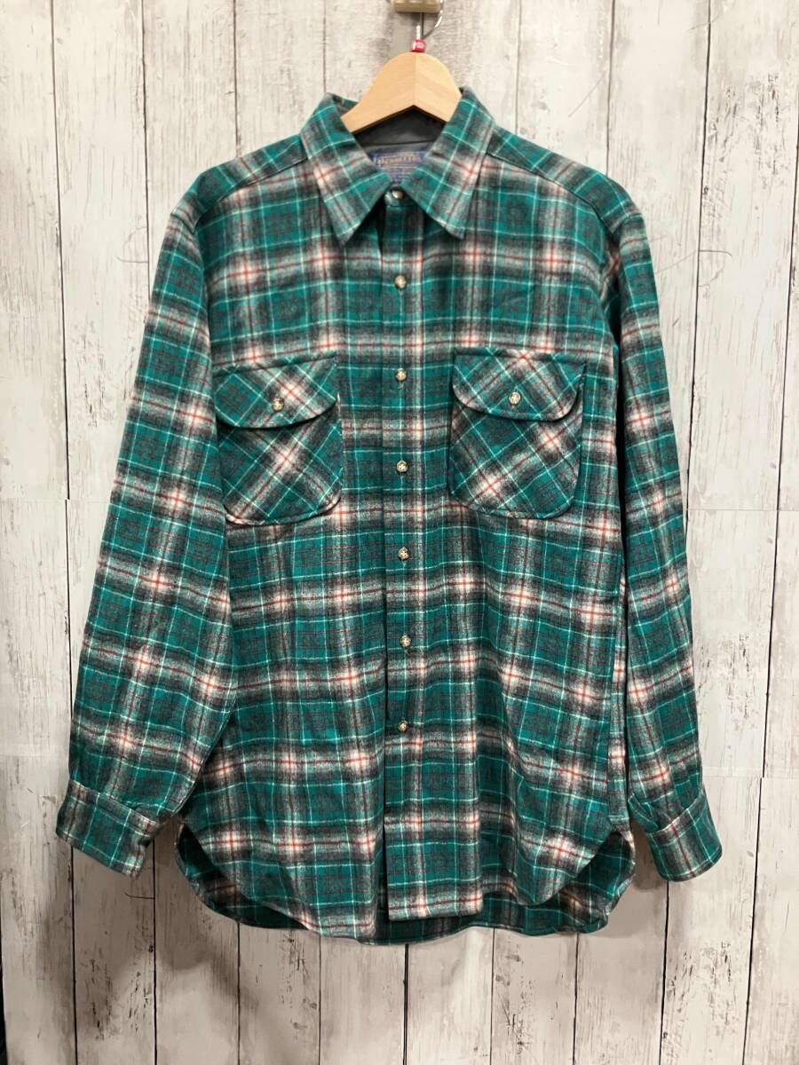 ペンドルトン メンズ 長袖シャツ ポケット下 タグ左下 穴有り 左ポケット付近汚れ 70 s サイズM