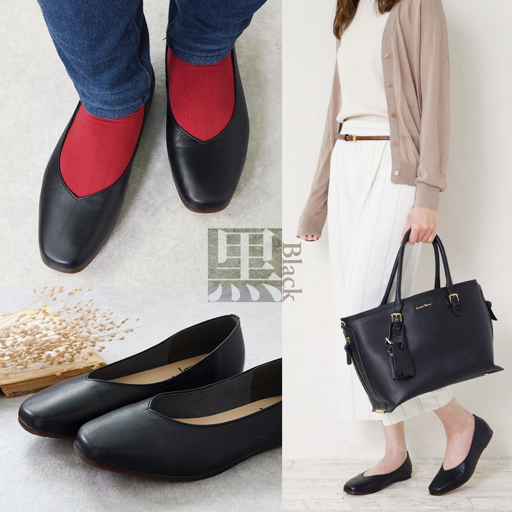 シルバー]パンプス フラットシューズ ローヒール ぺたんこ Vカット