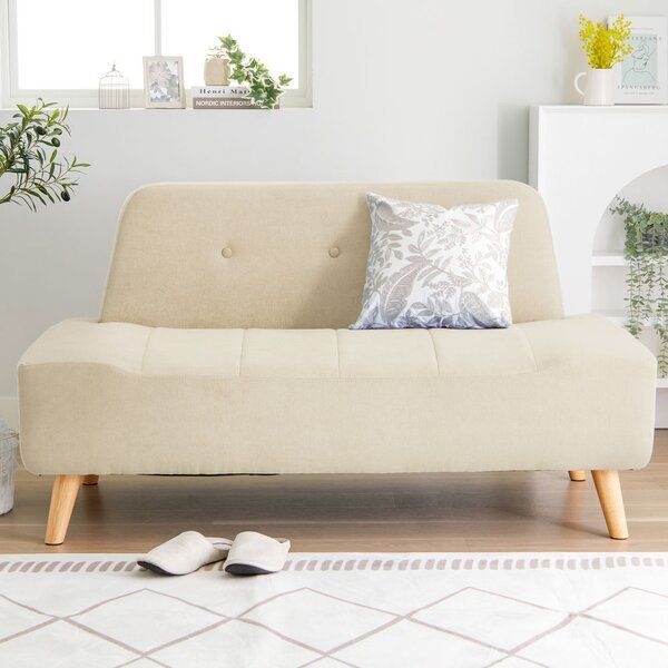 座面ゆったりベンチソファ アイボリーベージュ 組立品