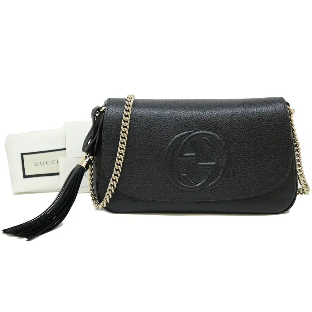 ♥品 グッチ 536224 ブラック ソーホー タッセル チェーン クロスバック