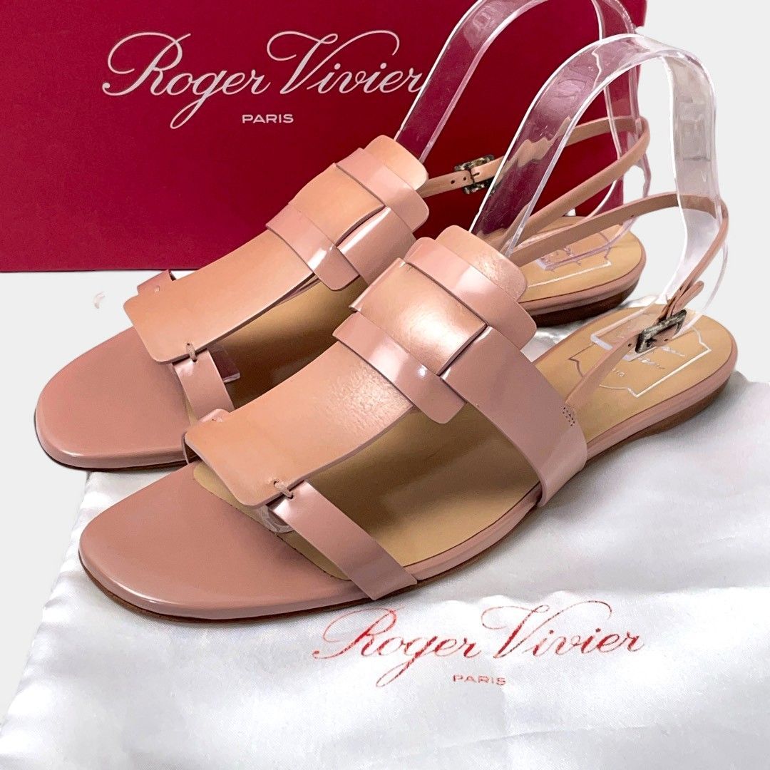 ロジェヴィヴィエ アイコンバックルサンダル ピンクベージュ 正規品