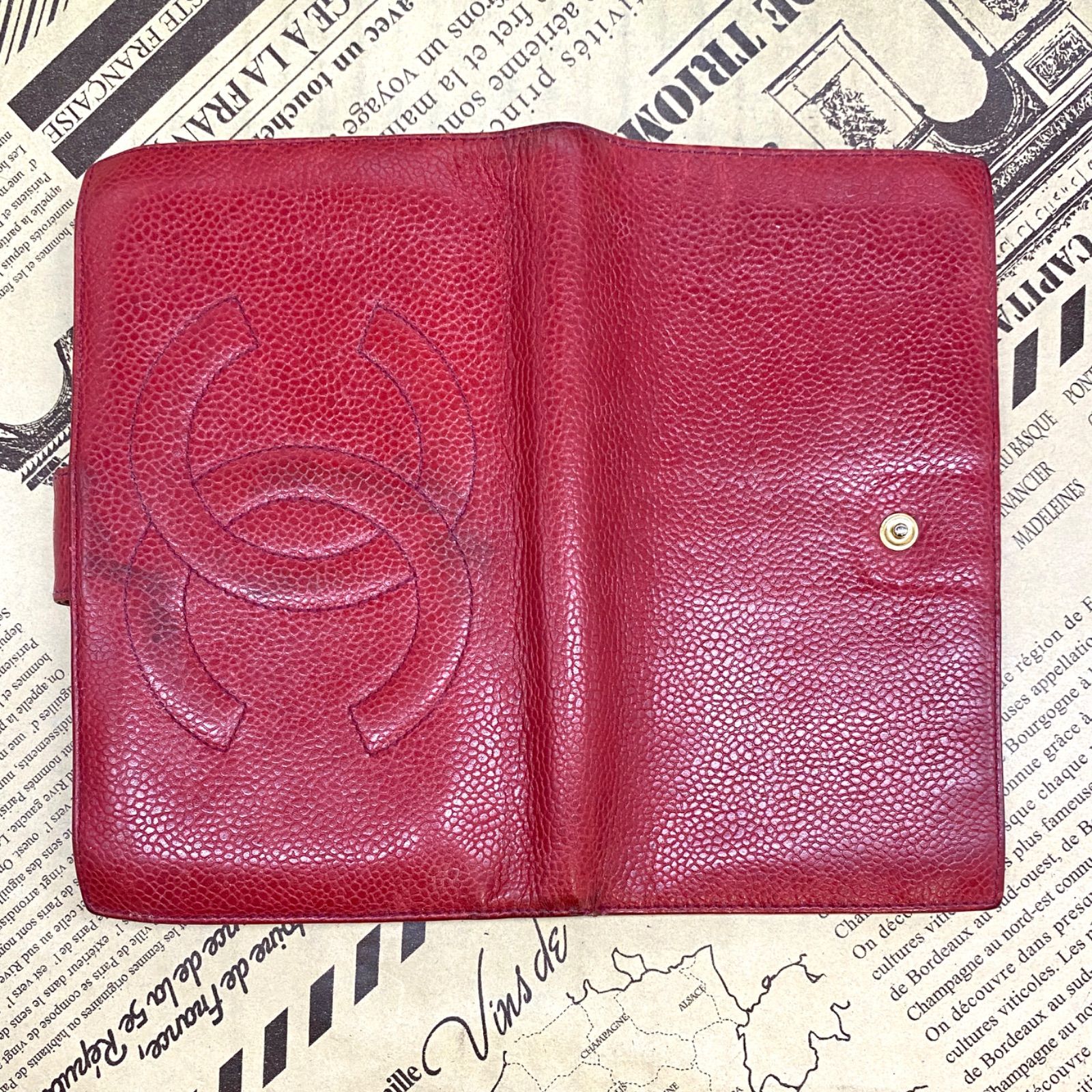 シャネル 長財布 ココマーク 赤 革 FS321 シャネル 長財布 ココマーク