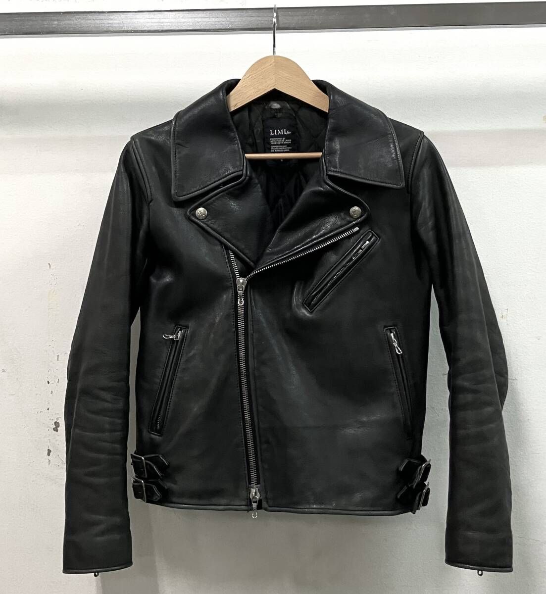 LIMI feu リミフゥ ダブルライダース ダブルライダースジャケット サイズS LB J 21 700 牛革 キュプラ ブラック モード 破れ 擦れ 汚れ有