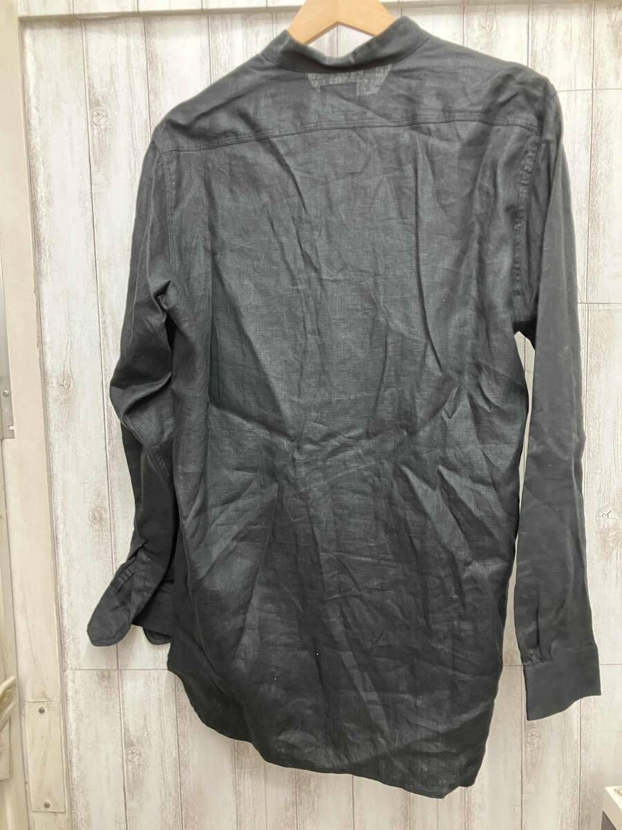 ブラック NEEDLES|24 SS OT 207|Band Collar Work SH -Linen Canvas 長袖シャツ