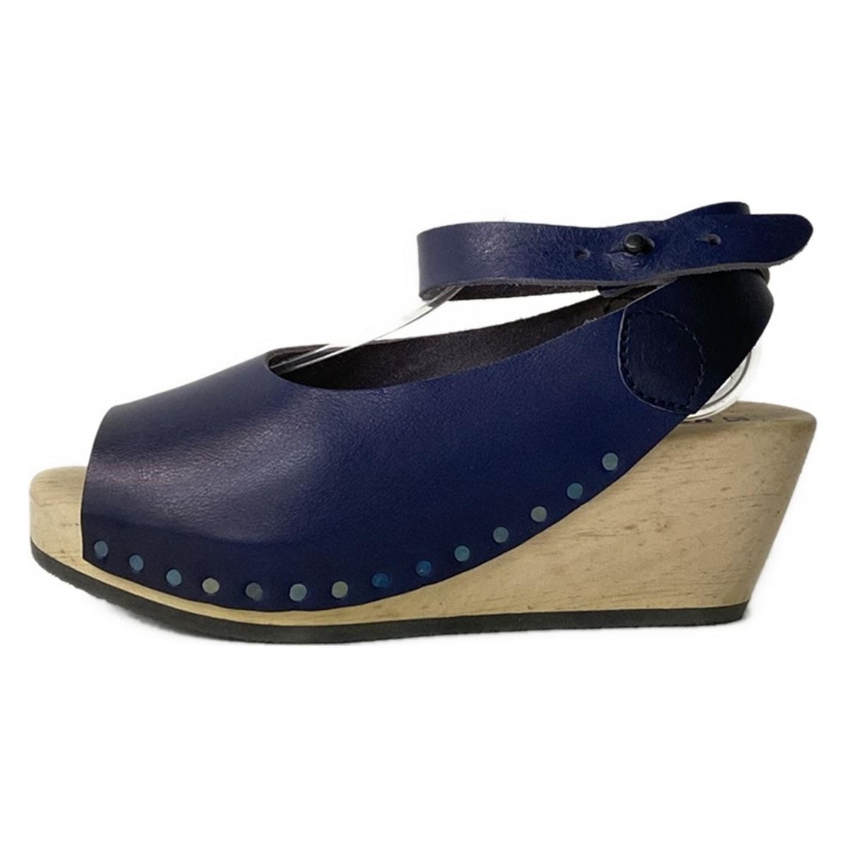 trippen トリッペン サンダル 37 レディース - ネイビー×ベージュ ウェッジソール レザー