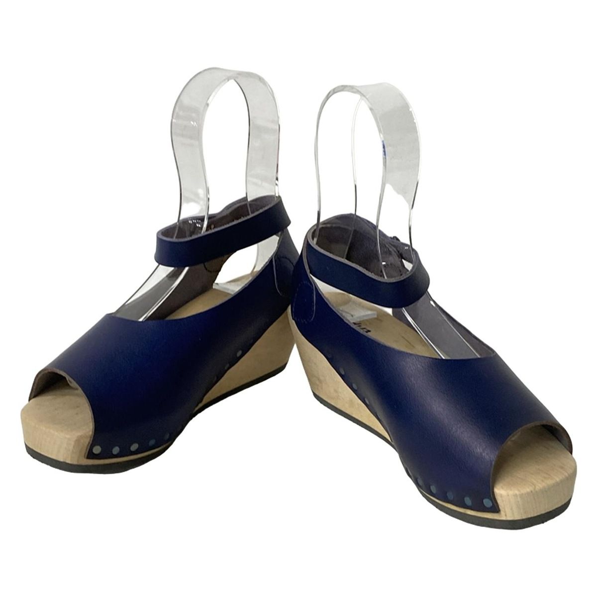 trippen トリッペン サンダル 37 レディース - ネイビー×ベージュ ウェッジソール レザー