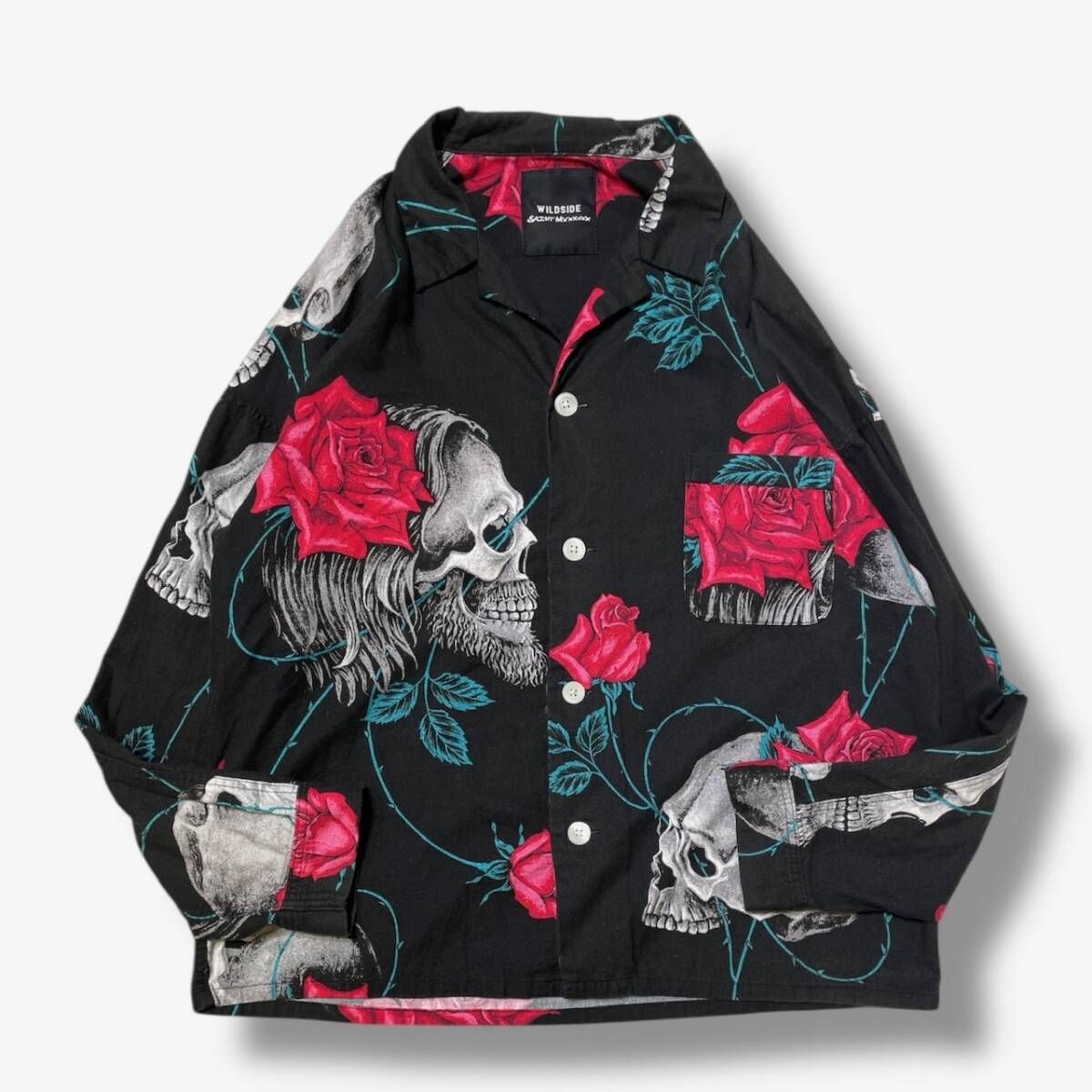 ヨウジヤマモト セントマイケル×WILDSIDE コラボ スカルローズ パンツ 23SS SAINT MICHAEL×WILDSIDE YOHJI YAMAMOTO 長袖シャツ スカルローズ