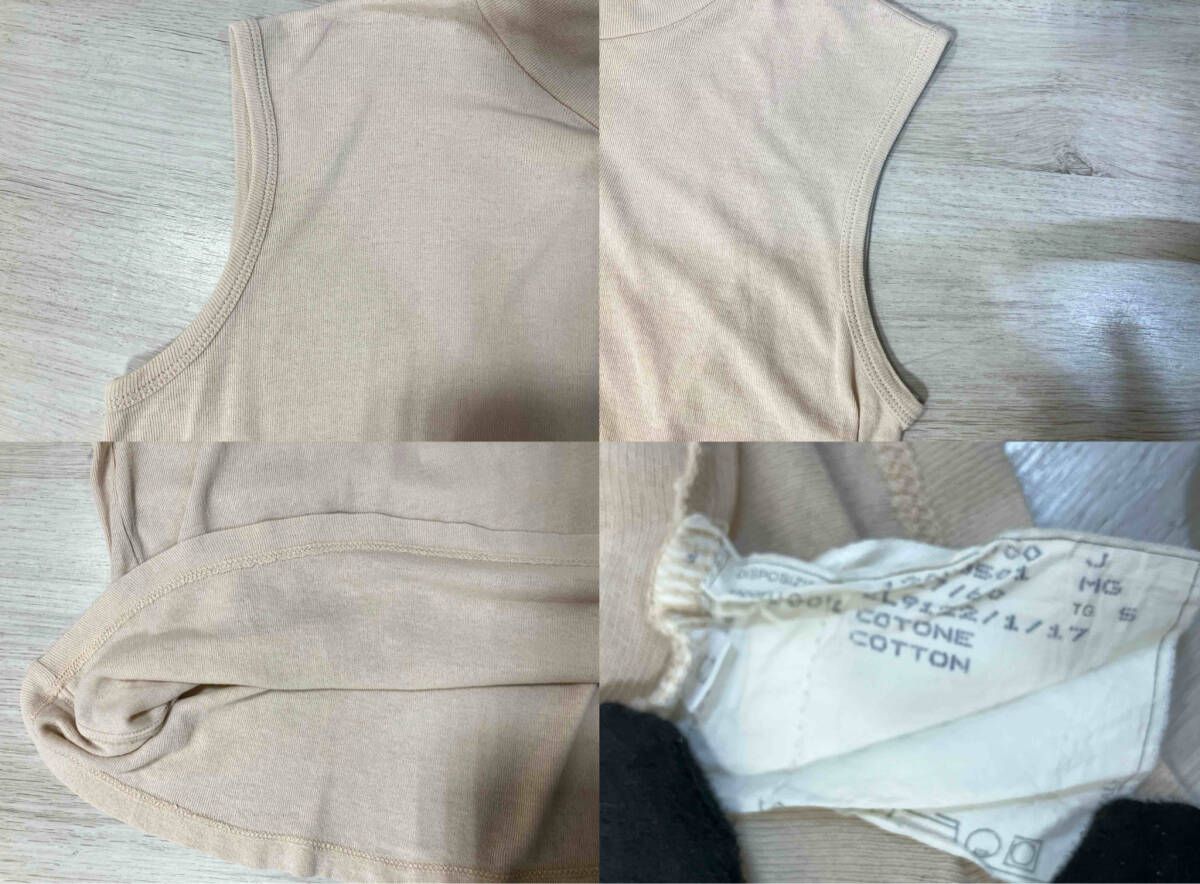  HELMUT LANG ベスト 90 s 本人期 初期白タグ ハイネックノースリーブ カットソー コットン BEIGE ヘルムートラング ノースリーブ Tシャツ カットソー