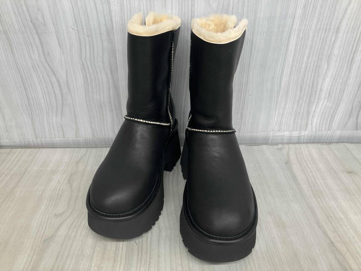 UGG W ESMEE LEATHER BOOT 1172590 アグ ブーツ レザー ボア ブラック レディース 23 cm