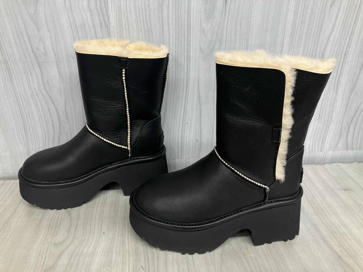 UGG W ESMEE LEATHER BOOT 1172590 アグ ブーツ レザー ボア ブラック レディース 23 cm