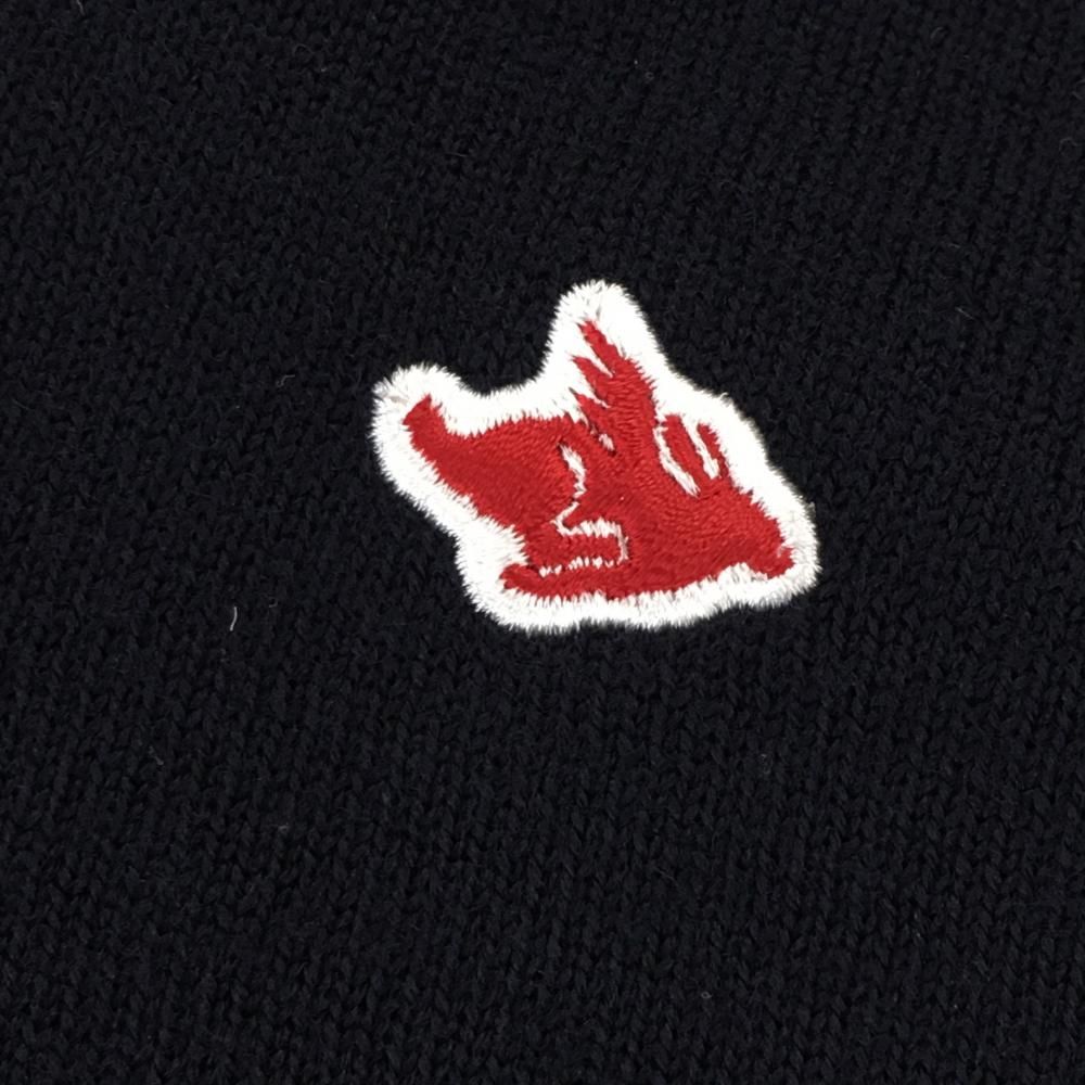 美品】パーリーゲイツ セーター ネイビー×白 袖ロゴ Vネック ウール100