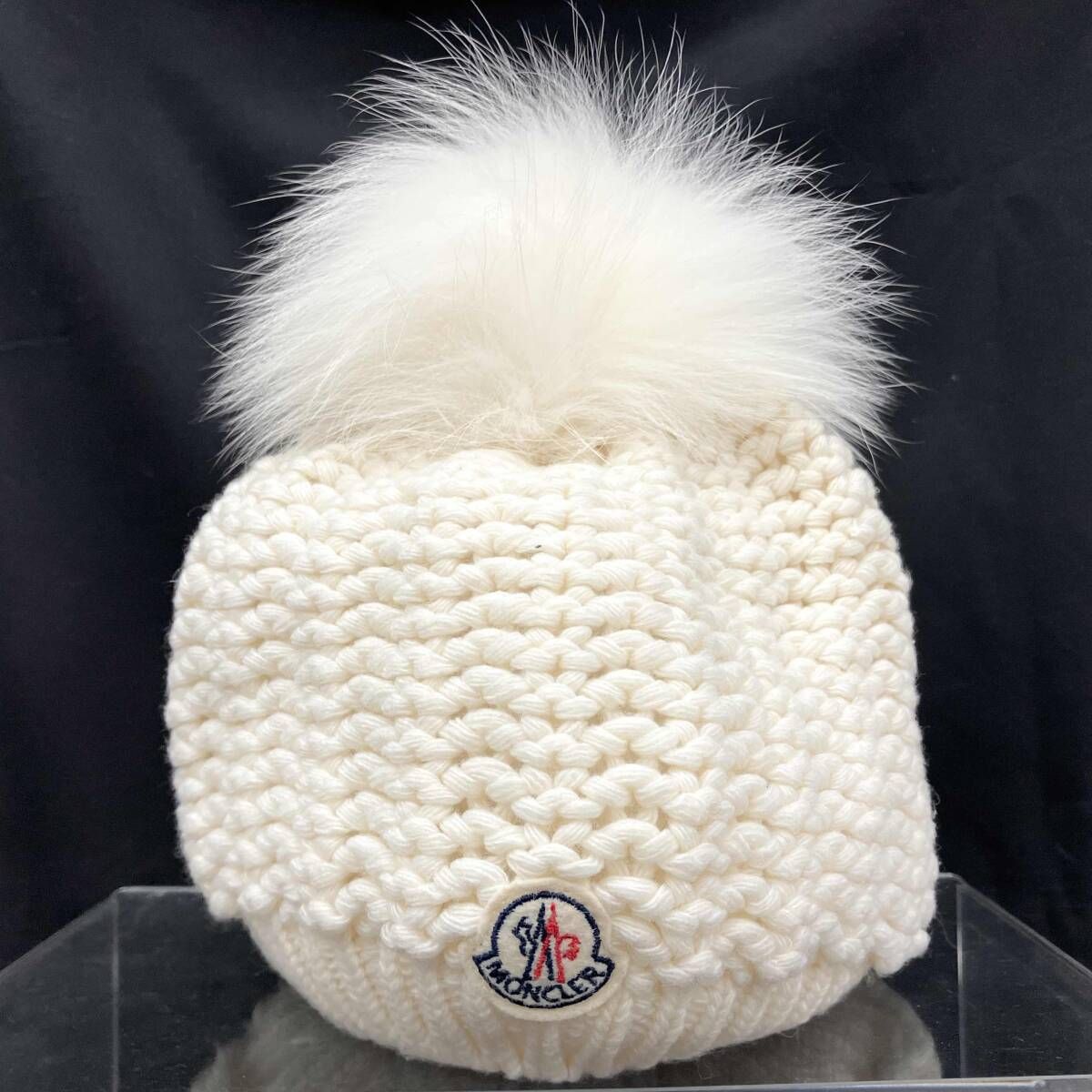 MONCLER モンクレール KIDS フォックスファー ニットキャップ クリーム サイズS