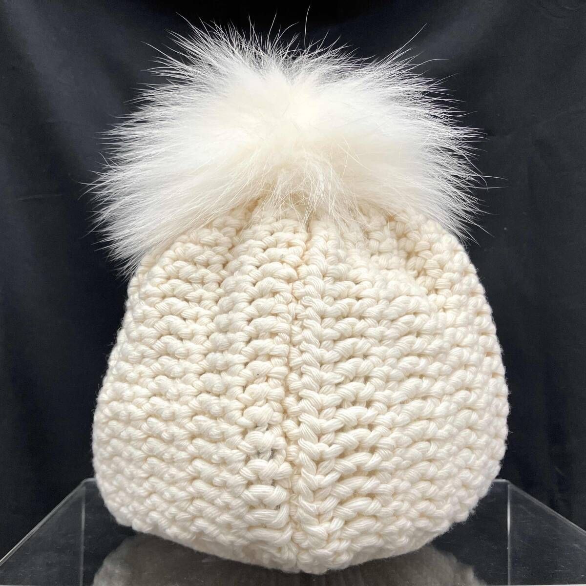 MONCLER モンクレール KIDS フォックスファー ニットキャップ クリーム サイズS