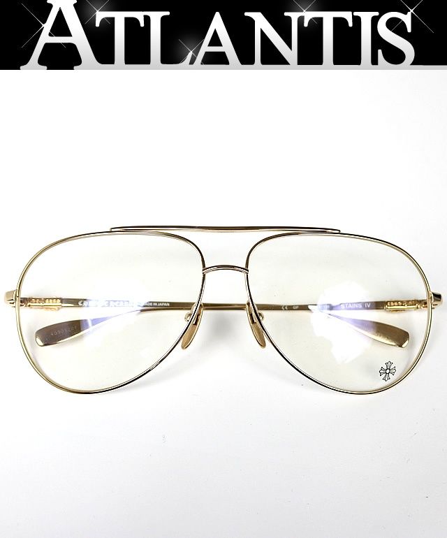CHROME HEARTS クロムハーツ STAINS IV サングラス 眼鏡 メガネ アイウェア メンズ SV 925 ゴールド クリア 101456