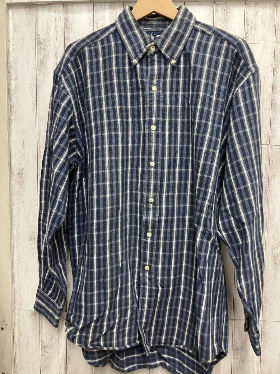 RALPH LAUREN BLAIRE 100 COTTON チェックブルー 長袖シャツ
