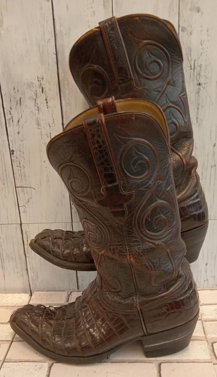 Lucchese ルケーシー ブーツ ウエスタンブーツ L 634104 E クロコダイル カイマン 27 0 cm ブラウン系