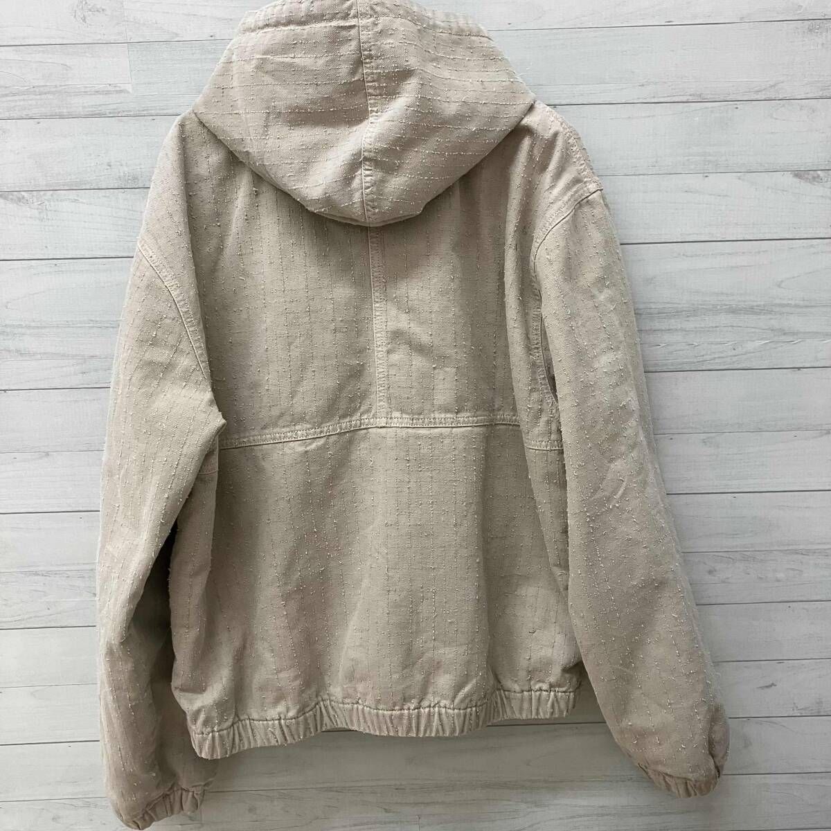 STUSSY ステューシー フードジャケット 115793 CANVAS NEEDLE PUNCH WORK JAKET ベージュ XLサイズ