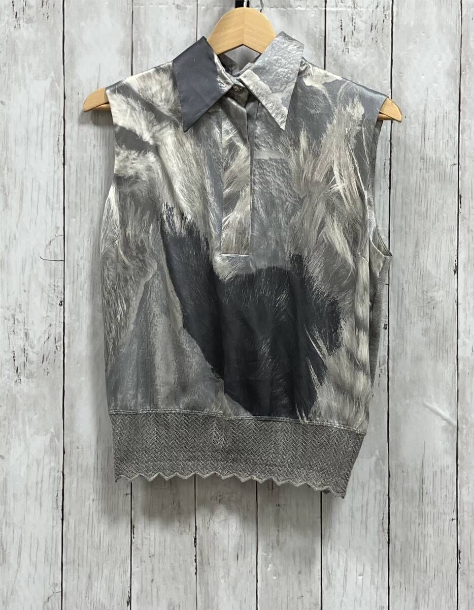 GIANFRANCO FERRE ベスト SILK - WOOL 総柄 ジャンフランコフェレ イタリア製