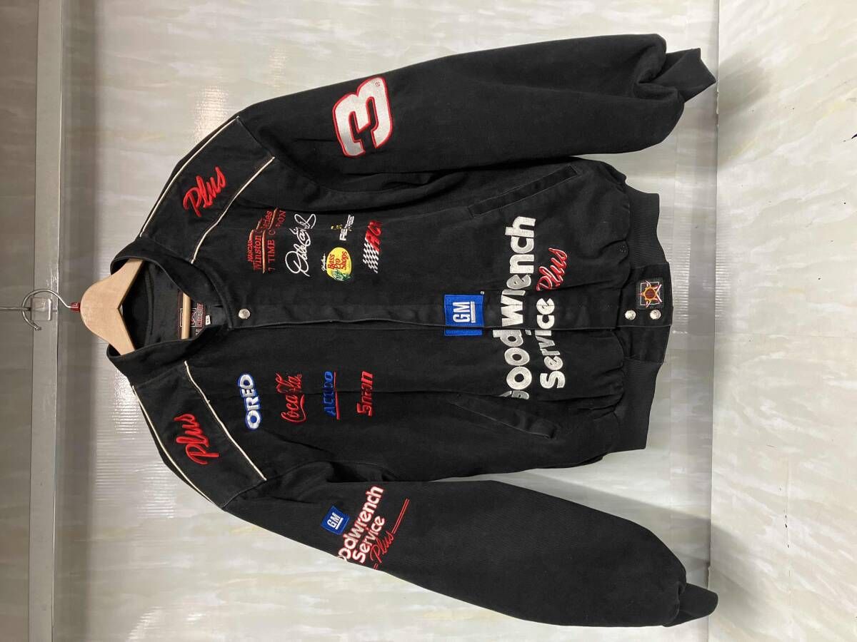 JH DESIGN ジェイエイチデザイン ブルゾン ボタンダウン メキシコ製 レーシング ブラック コットン XLサイズ