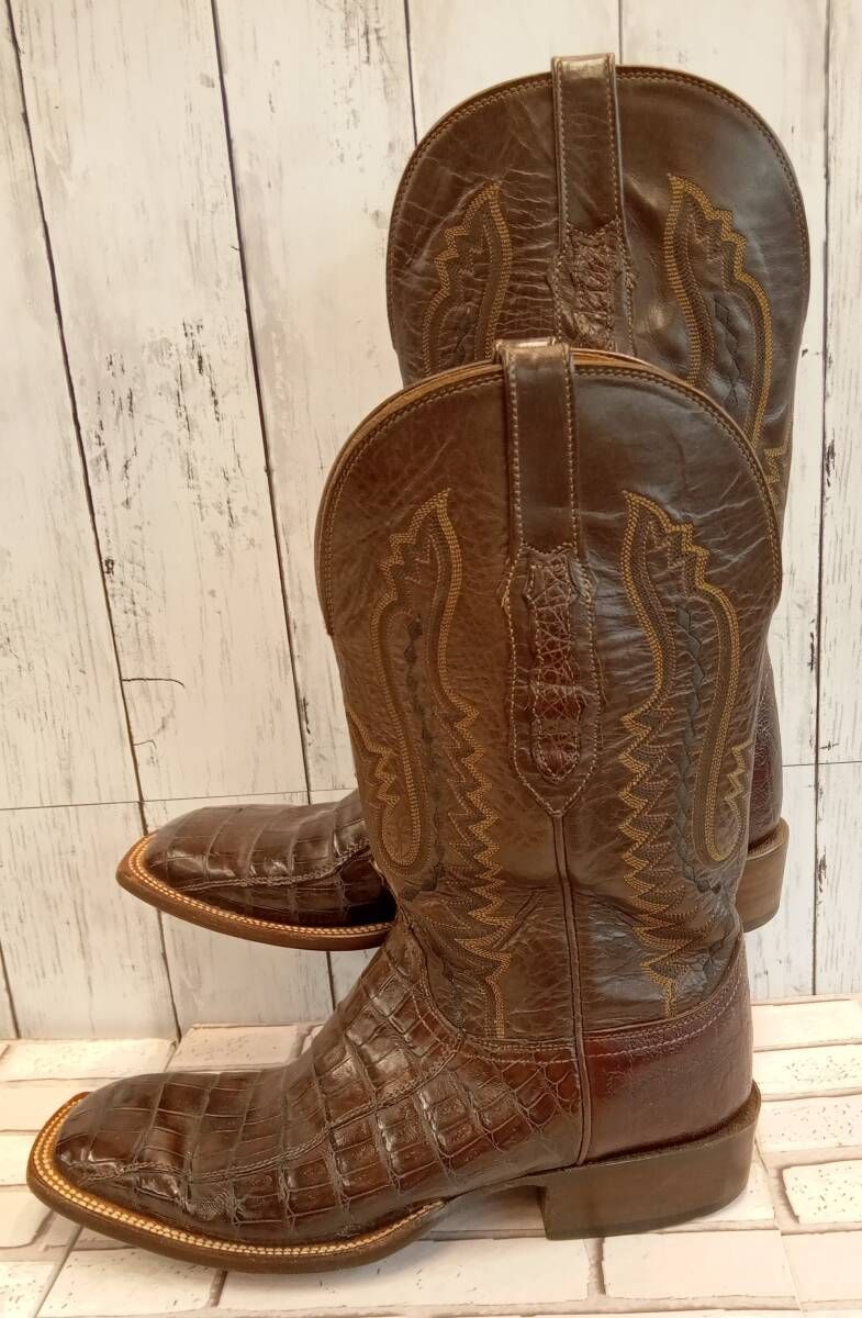 Lucchese ルケーシー ブーツ ウエスタンブーツ CY 1051 クロコダイル スクエアトゥ 28 5 cm ブラウン