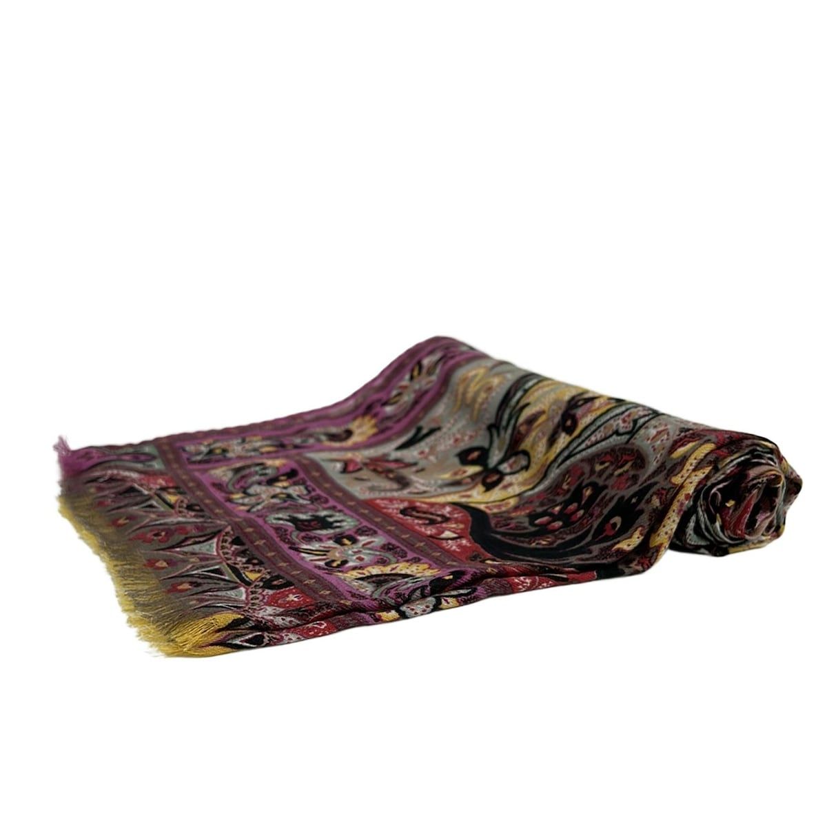 美品 ETRO エトロ ストール ロング マルチカラー ETRO(エトロ) ストール(ショール)美品 - ライトパープル×黒×マルチ